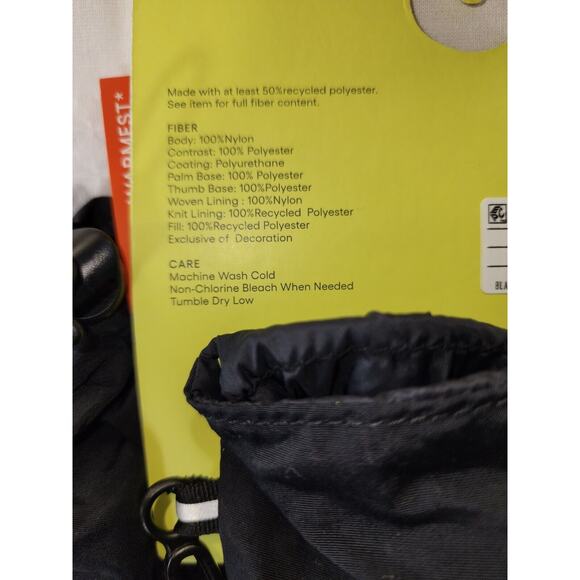 All In Motion Mens Snow Gloves Med Large Blk Heavy Warm Waterproof Insulated - Picture 3 of 7